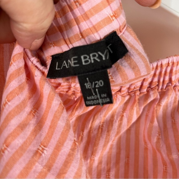 LANE BRYANT Women's Off Shoulder Striped Pink Orange Blouse Top 18-20 Peasant - Picture 3 of 7